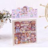 Kawaii Creative Girl PET Transparent Stickers Pack - Set of 3 Sheets,Stickers